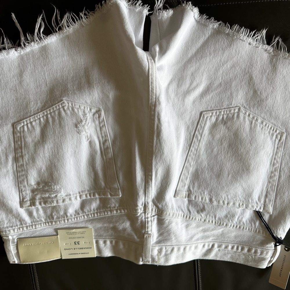 Citizens of Humanity Annabelle Long bright white denim shorts from Anthro. - Picture 2 of 5